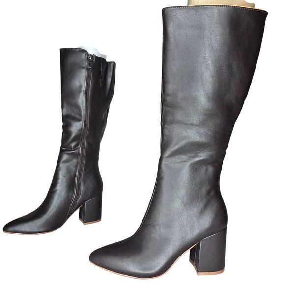 NWT Journee Collection Women's Ameylia Block Heel Knee High Boots - Picture 2 of 6